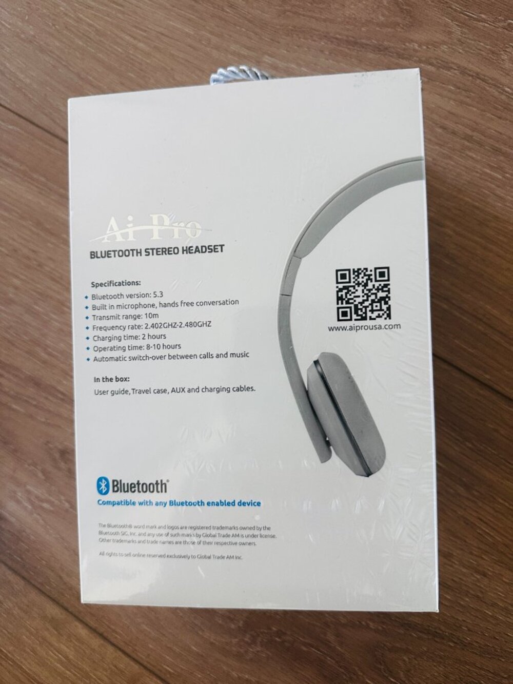 2x Ai Pro Bluetooth Stereo Headset AIPRO-200 Plus Black + white - Picture 2 of 6